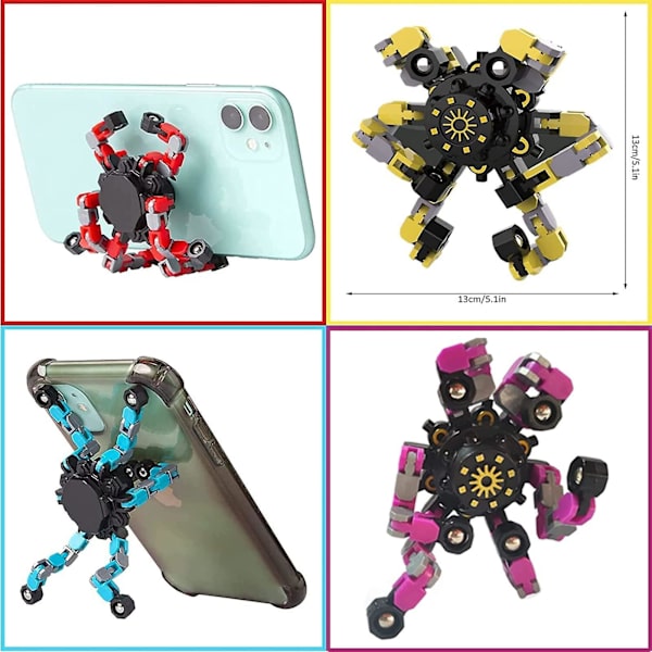 4st Fidget Spinner Leksaker Robot Deformerbar Fingertop Spinner För