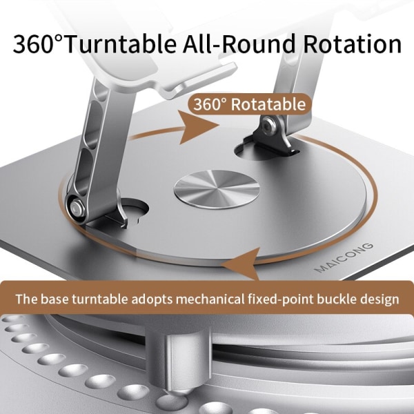 Laptop 360° roterbar bärbar datorhållare Lyftbart aluminiumstativ silver gray