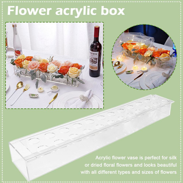 Klar akryl blomvas rektangulär blommor Mittpunkt för Din Transparent 60*10*6,5cm Transparent2 60*10*6.5cm
