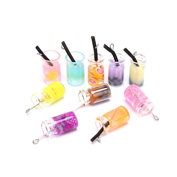 10 st/ set Mixed Milk Tea Resin Charms Craft DIY Örhängen Pendan Multicolor