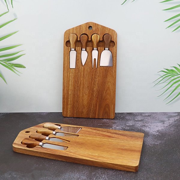 Ostbrädeknivar Set Användbara charkbrädetillbehör träfärg 36*20cm
