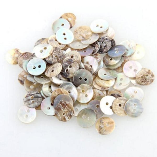 100 st/lot Naturlig pärlemor runda skalsömnadsknappar Mixed Color 10mm