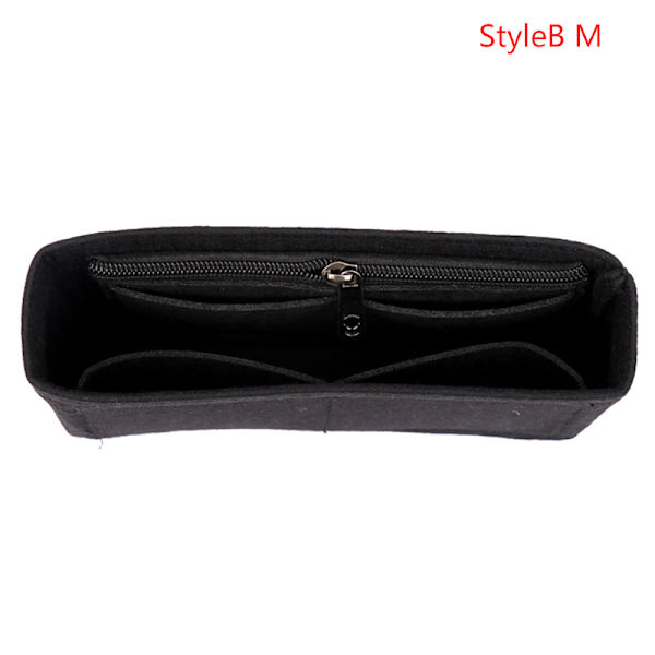 1:a Kvinnor Insert Bag Filt Tyg Handväska Organizer Bag Black StyleB S Black StyleB M