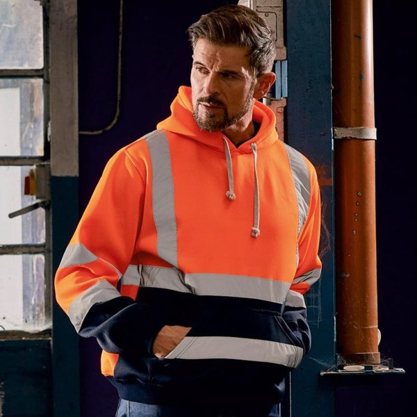 Pullover Hoodie Sweatshirt Med Pocket Dragsko Toppar grön fyrfaldig extra stor orange medium