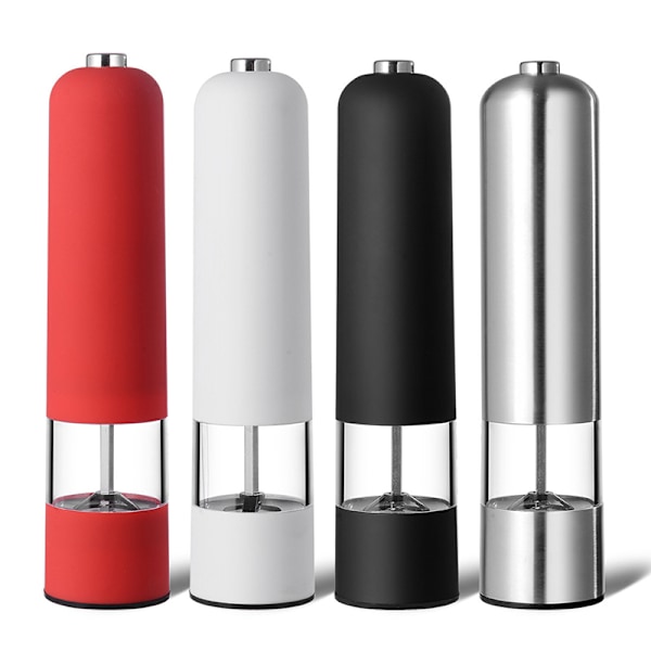 Elektriska saltpepparkvarnar Automatisk Gravity Örtkryddkvarn Vit Red
