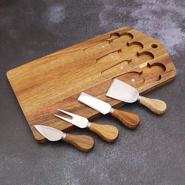 Ostbrädeknivar Set Användbara charkbrädetillbehör träfärg 36*20cm