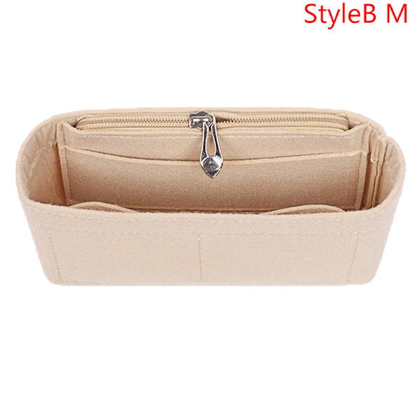 1:a Kvinnor Insert Bag Filt Tyg Handväska Organizer Bag Black StyleB S Khaki StyleB M
