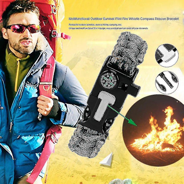 Multifunktionellt brandräddningsarmband av flinta utomhusblå