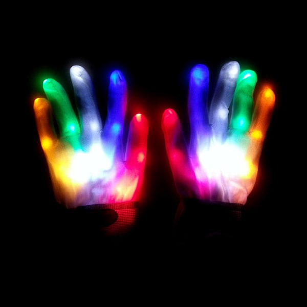 LED Luminous Gloves Lysande blinkande handskar Blå Multicolor