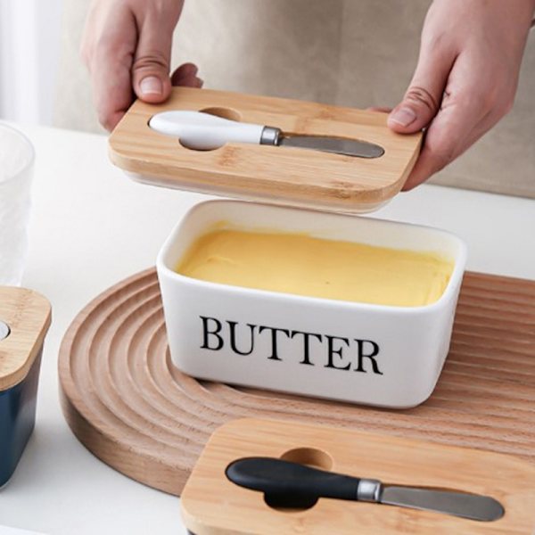 Nordic Butter Seal Box Smörfat Med Lock Och Knivar Red Red