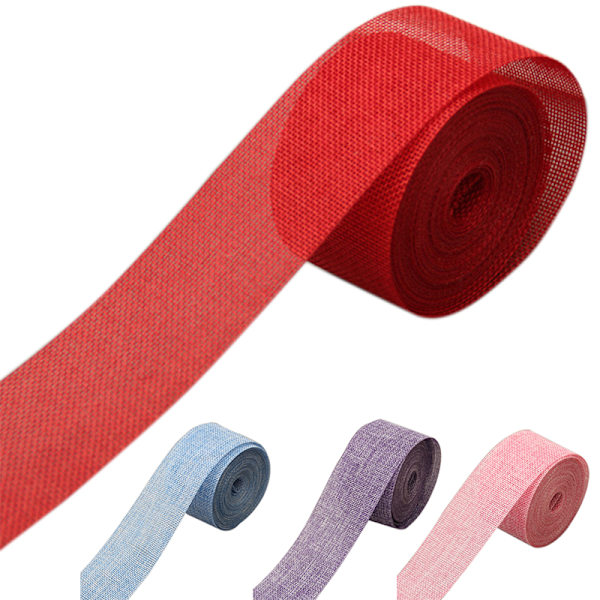 Naturlig jute Burlap Ribbon Jute Tyg Roll Hessian Ribbon Trims Tejp khaki brown