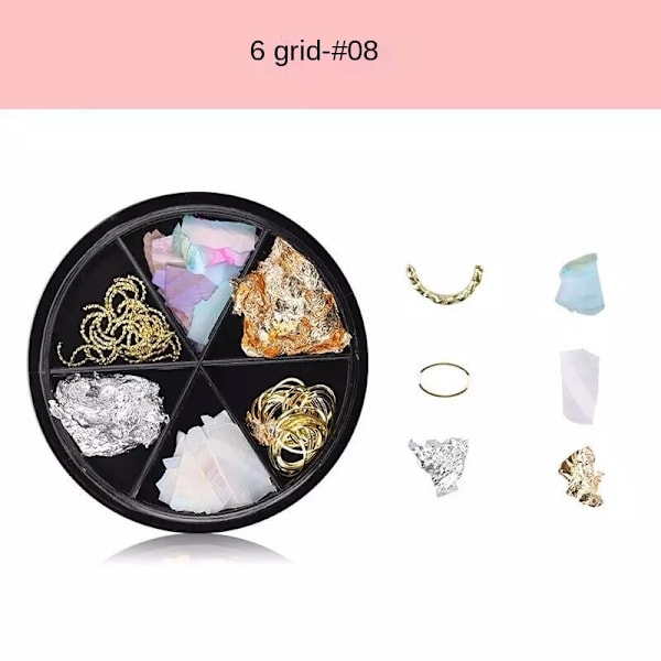Nageldekorationer för Nail Art Metal Nit Strasspärlor Tredimensionella paljetter i fjärilslegering 8# shell gold foil 8# shell gold foil