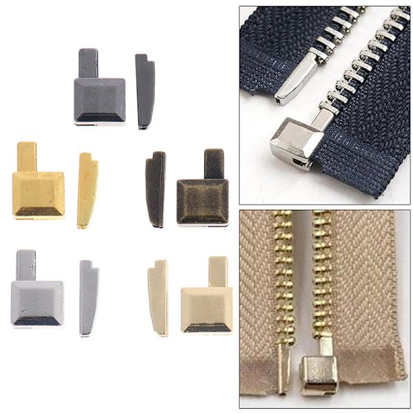 10 Set Legering Reparation Blixtlås Stopper Öppen dragkedja Gör-det-själv-sömnad Z Silver 8 Bronze 8