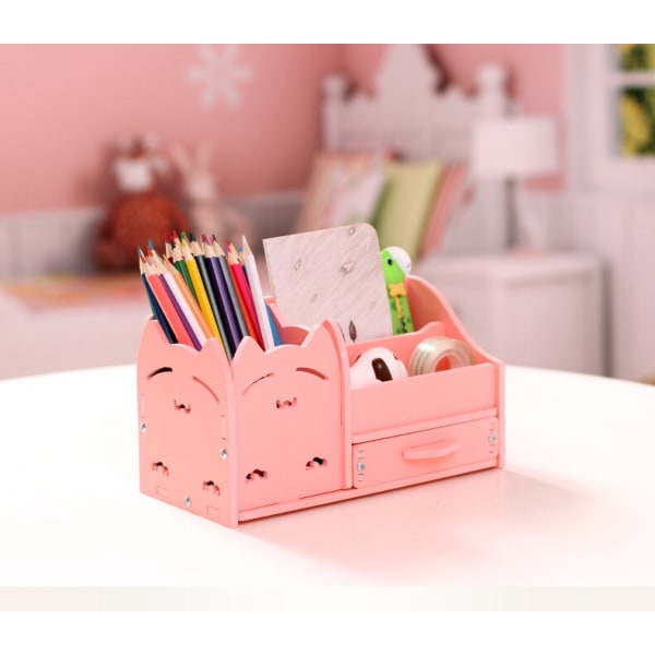 Multifunktionell pennhållare för skrivbordsförvaring rosa pink