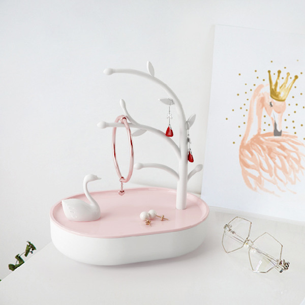 Svansjön Smyckesbricka Stor förvaringsbox Ringhållare (rosa)