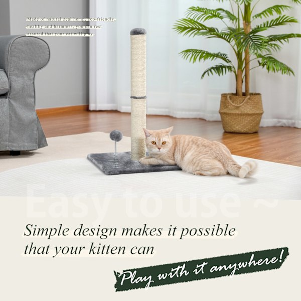 65CMCat Tree Condo Ball Skrapstolpar Cat Grinding Claw Toy Grå
