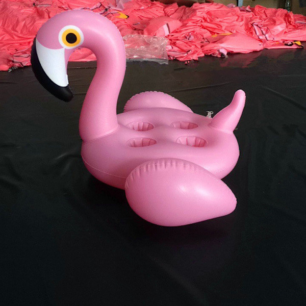 4-håls uppblåsbar Pink Flamingo Drink Hållare Pool Float rosa 70*60cm