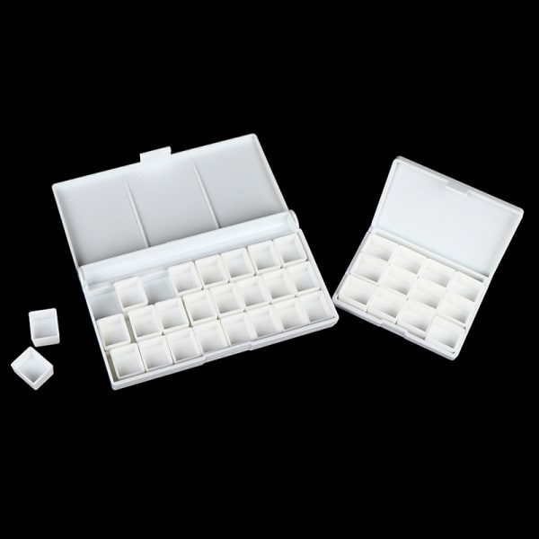 12/24Grid Akvarell Palett Tom Palett Paint Tray Box + 12/ Vit 24st 24Pcs