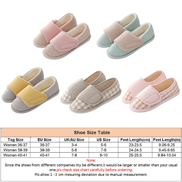 Kvinnors mjuksulor tofflor väska-klack hemmaskor platt golv skor Rutig grå 36-37 Beige-pink 40-41
