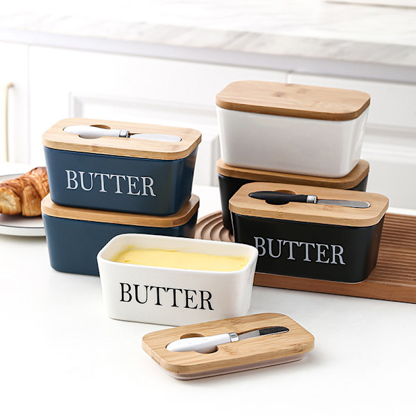 Nordic Butter Seal Box Smörfat Med Lock Och Knivar Red Red