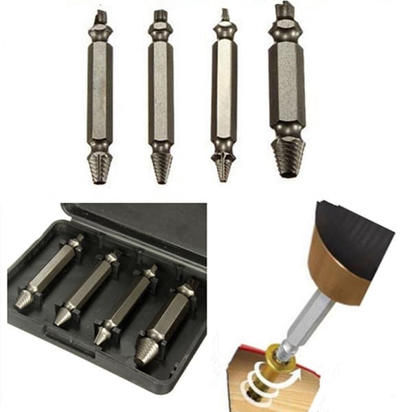 4st Speed ​​Out Screw Extractor Borr med Box Bits Verktyget trasigt Silver 4st