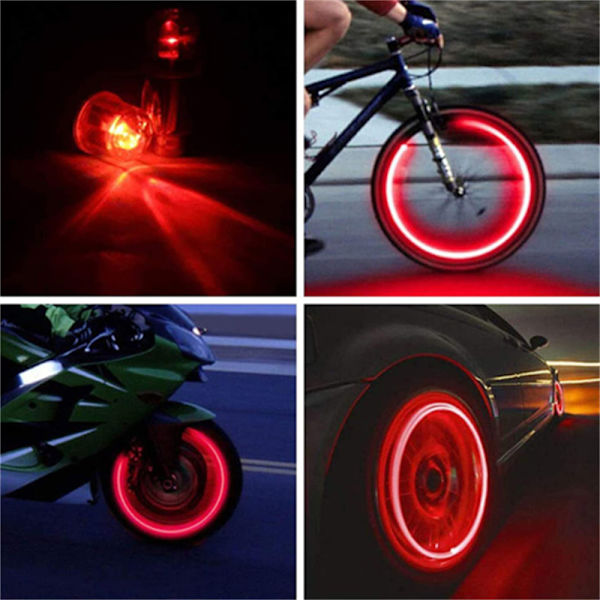 2ST Bil Auto Hjul Däck Luftventil Stam LED Ljus Caps Multicolor