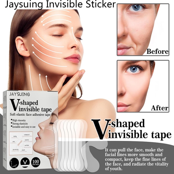 100 st/förpackning Omedelbar osynligt ansikte klistermärken Makeup Patch