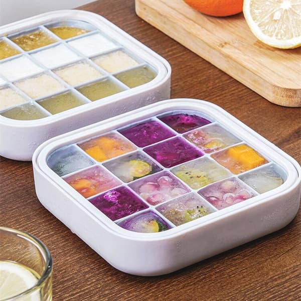 16Grid molds Ice Cube Maker Kylskåp Ice Cube fack grå 13,6x13,6x3,2cm blue
