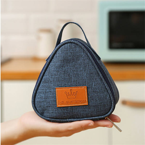 Isolering Thermal Små triangulära Rice Ball Lunchbox Väskor marinblå 13,5*7*13cm navy blue