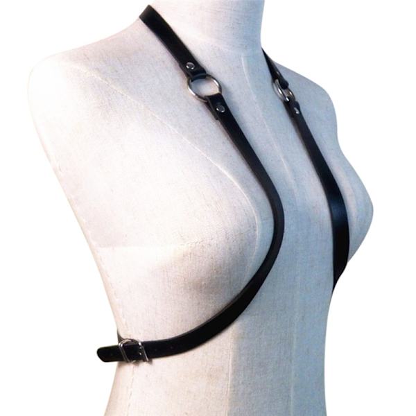 Sexiga Kvinnor Män Justerbart Läder Body Bröstsele Bälte Punk Black One Size