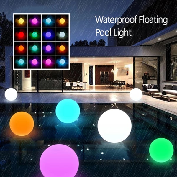 16 färger flytande poolbelysning RGB färgförändrande LED -kulbelysning 1