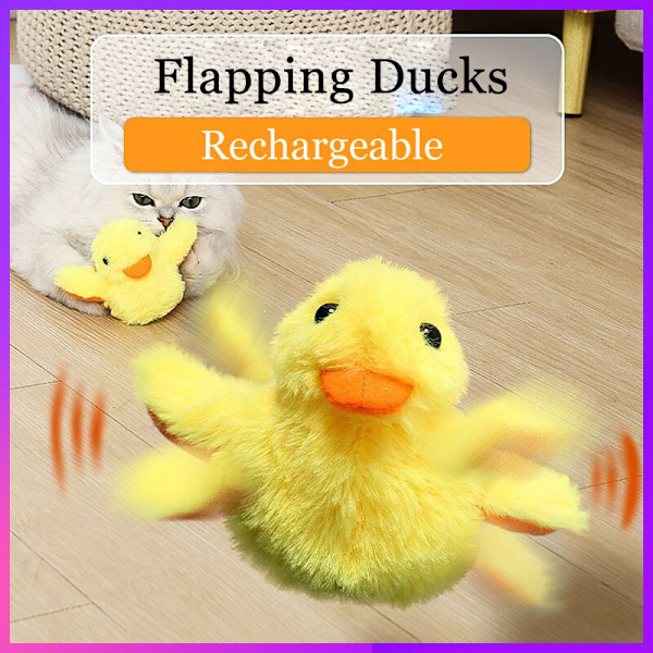 Flapping Duck Interactive Electric Bird Tvättbar katt Plyschleksak gul 160*130*115mm