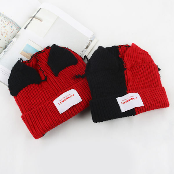 e Warm Cat Ear Wool Hat Stickad Hat A2