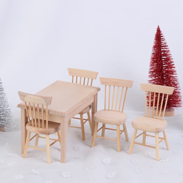 1Set Matbordstol Modell 1:12 Dockhus Mini Trämöbler