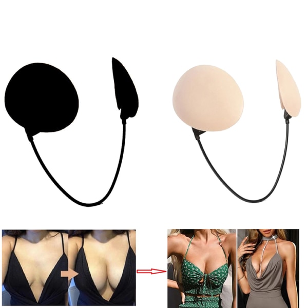 Deep Bra Kit Push-Up Frontless BH BraNipple Patch Underkläder Aprikos Black