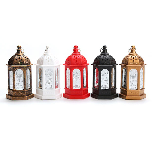 Ramadan Lantern Lights Dekorationer för Hem Bord Vägg Brons Red