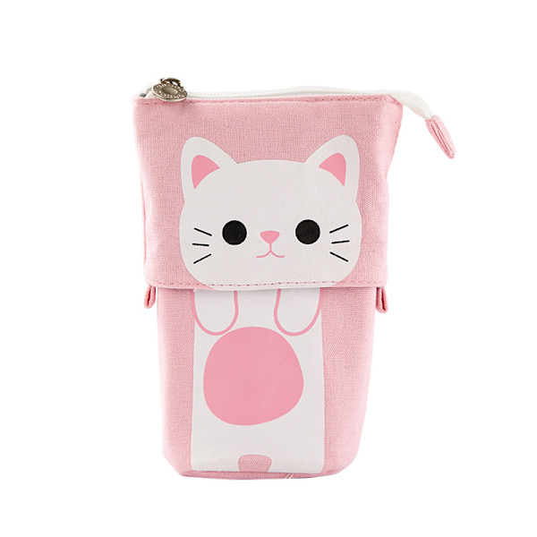 Söt enkel multifunktionell pennhållare case canvas case White Cat 511