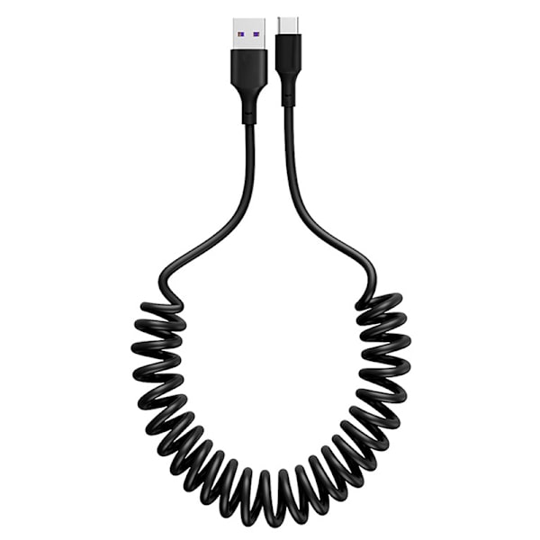 66W 5A Snabbladdning Typ C Kabel Mikrofjäder Billaddningshytt Vit one size