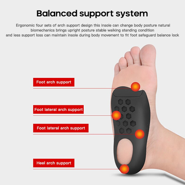 Innersula Plattfot O-formade ben Valvstöd Plantar Fasciitis vit stor black large