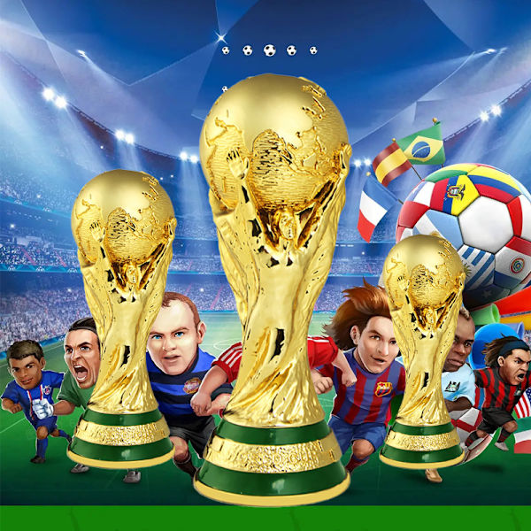 World Cup Soccer Trophy Resin Replica Trophy Modell Fotbollsfläkt 27cm 27cm