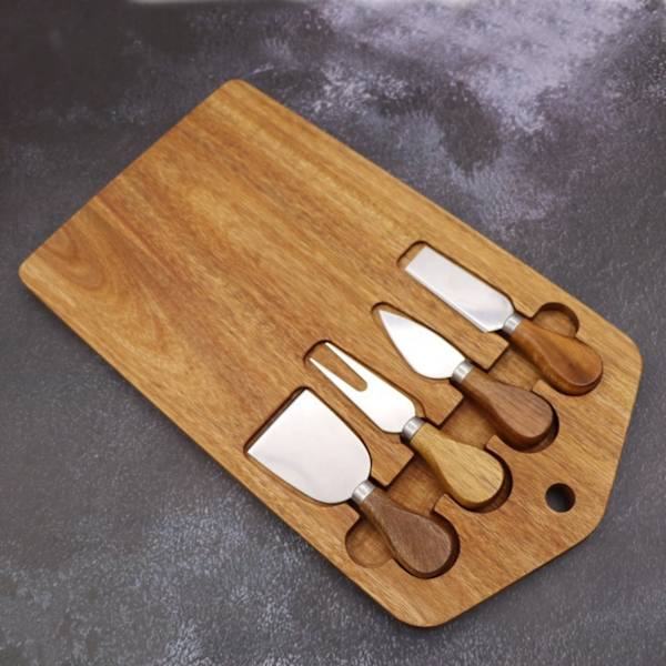 Ostbrädeknivar Set Användbara charkbrädetillbehör träfärg 36*20cm