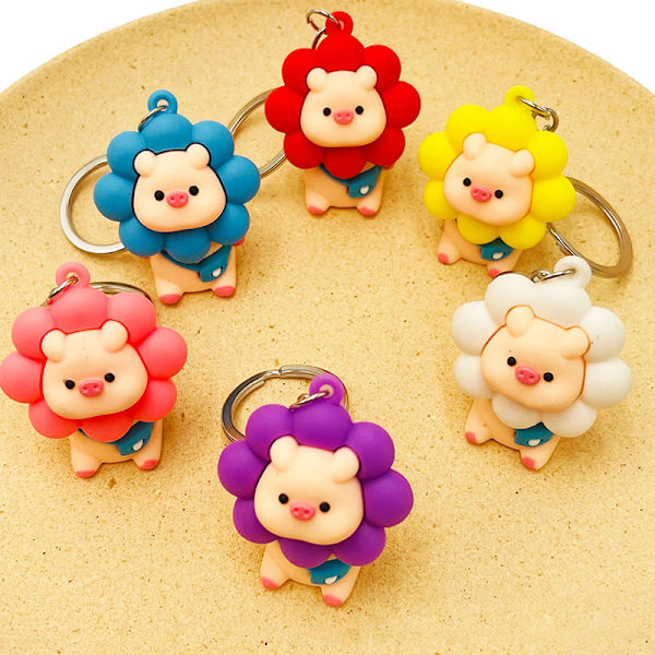 PVC Mjuklim Nytt e Sunflower Piglet Nyckelring Kvinna Bag Key White Red