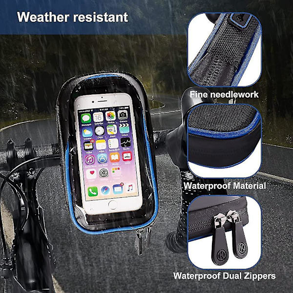 Cykel, mobiltelefonhållare, 360 rotationer pekskärmsväska
