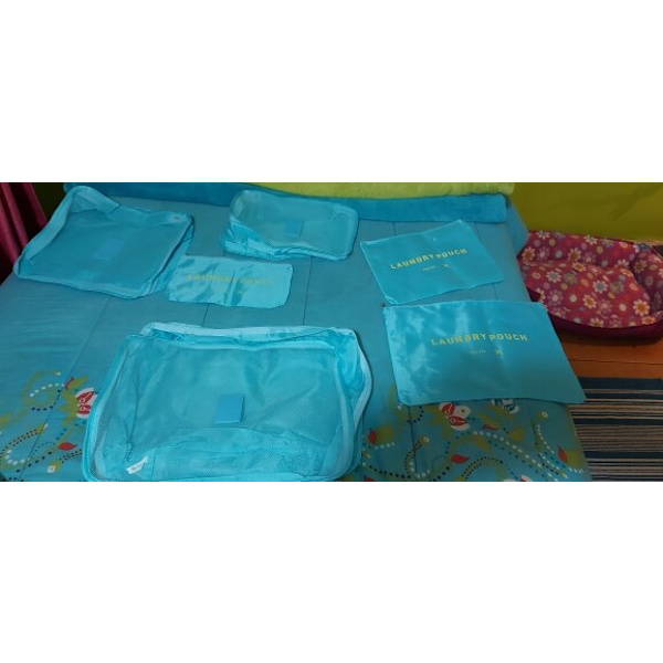 6:a/ set Bagage Organizer Bag Set rosa light blue