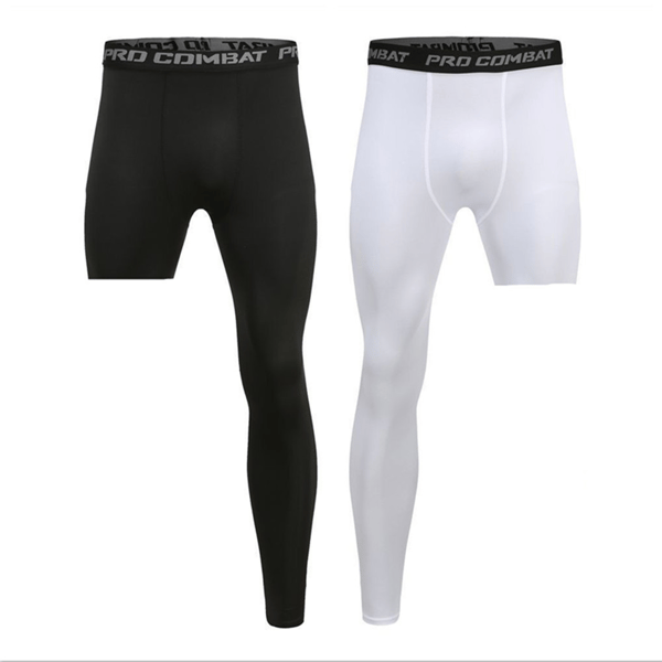 Män Base Layer Träningsbyxor Kompression Running Tight Spor Vit XXL