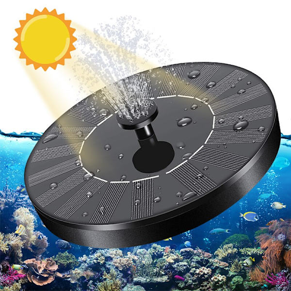 Solar fågelbad trädgård flytande fontän svart 13cm 13cm