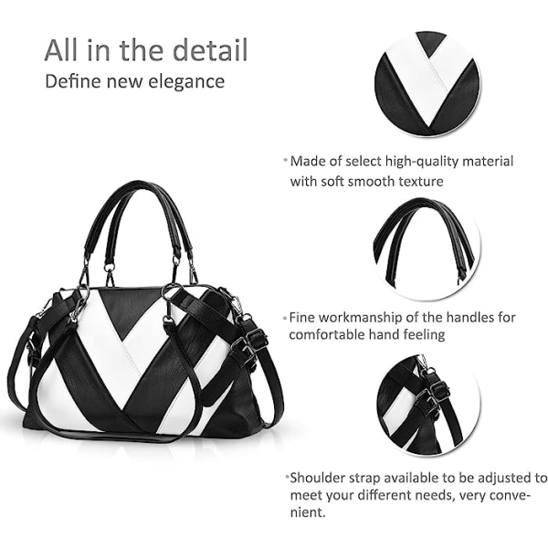 Handväskor för damer Large Cross Body Bag (svart och vit)