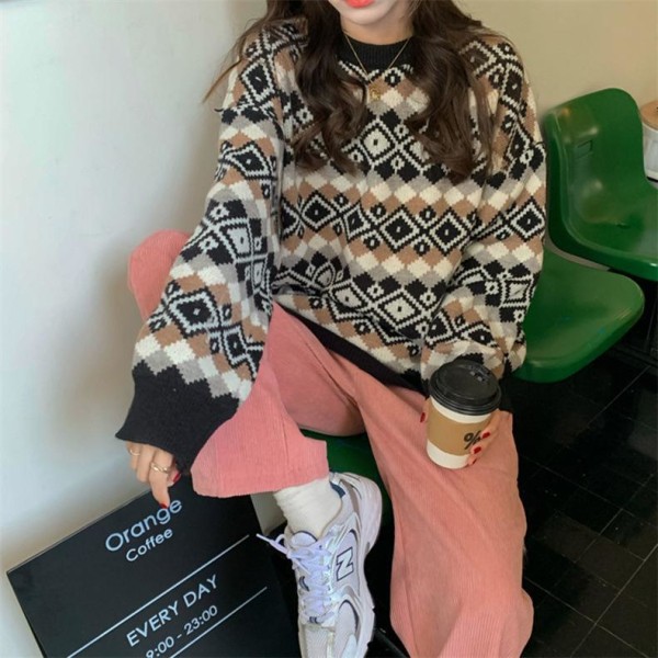 dam stickad tröja höst vinter jul pullover dam himmelsblå en one size coffee