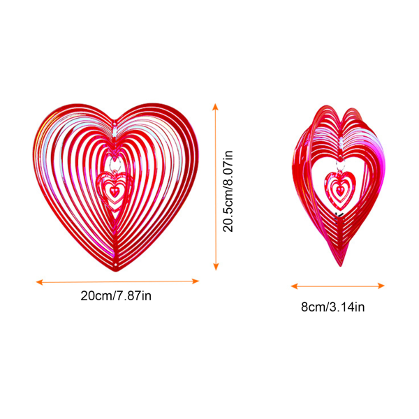 Hjärtformade vindspel, hängande vindspel för utomhus och inomhus, silver