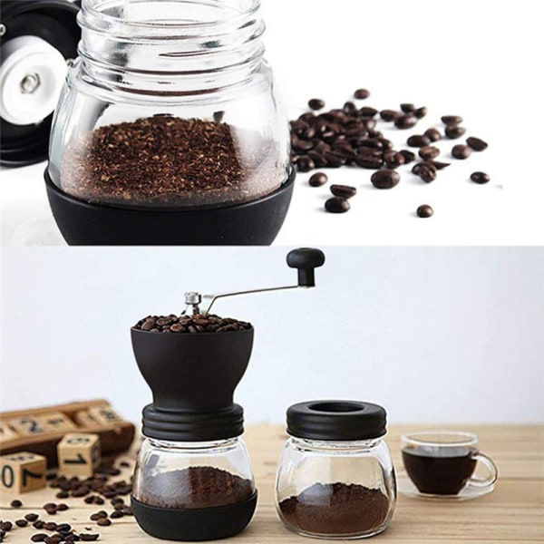 Justerbar manuell kaffekvarn med keramiska grader svart 20*9cm